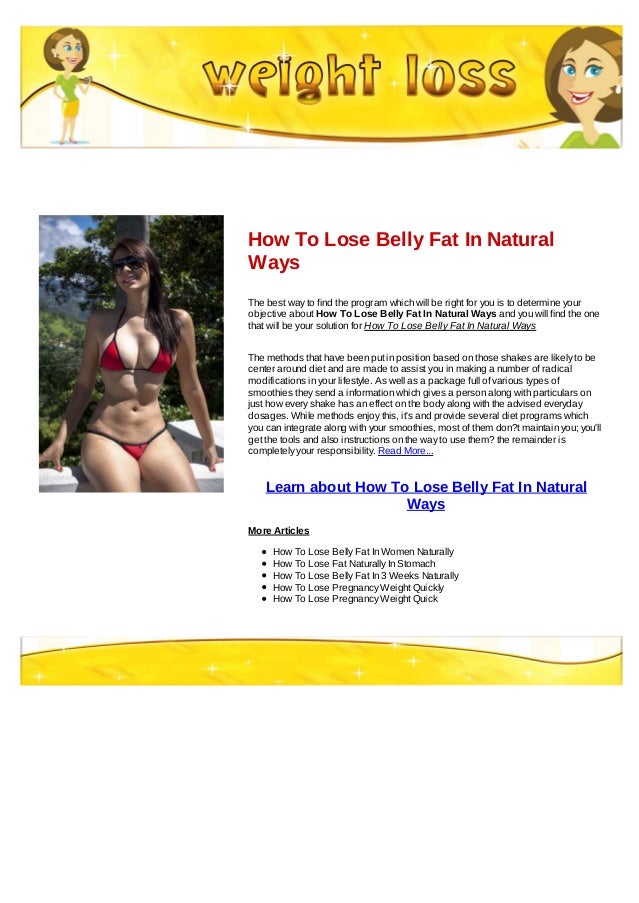 How To Lose Belly Fat In Natural Ways - 