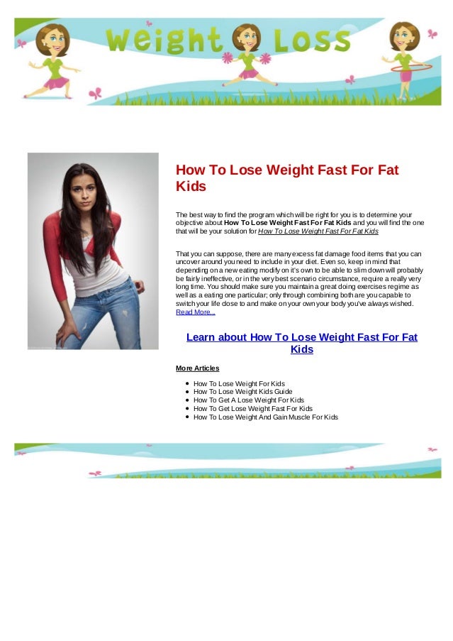 how to lose weight as a fat kid