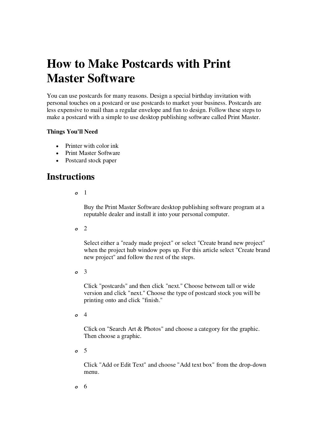 How to make postcards with print master software