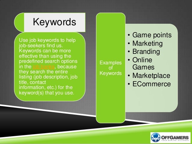 job keywords