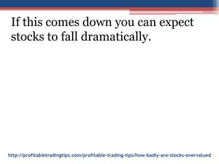 http://profitabletradingtips.com/profitable-trading-tips/how-badly-are-stocks-overvalued
If this comes down you can expect
stocks to fall dramatically.
 