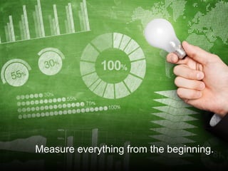 @santilli17
Measure everything from the beginning.
 