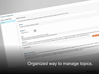 @santilli42
Organized way to manage topics.
 