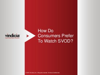 1
How Do
Consumers Prefer
To Watch SVOD?
© 2015 Vindicia, Inc. All rights reserved. Vindicia Confidential.
 