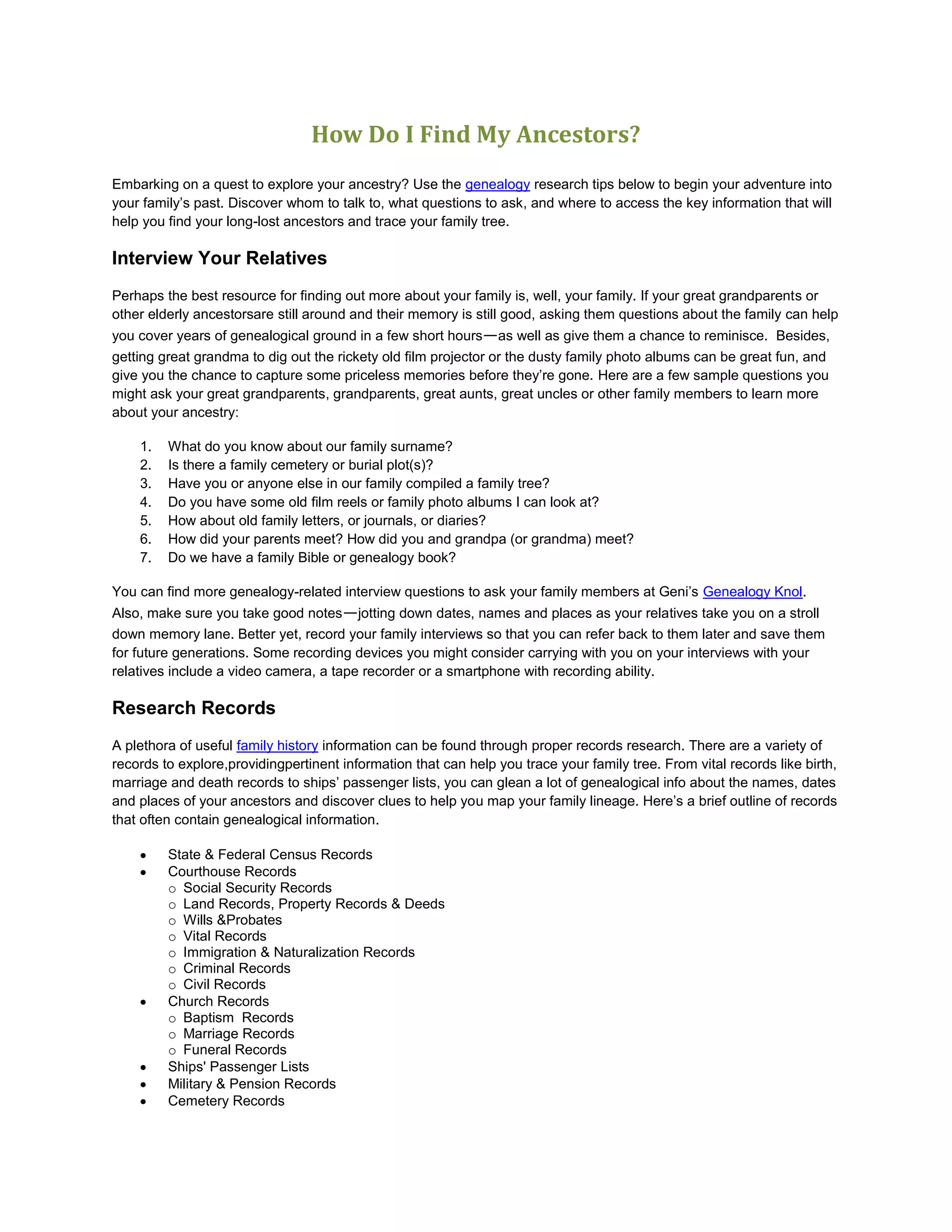 How Do I Find My Ancestors? DOCX