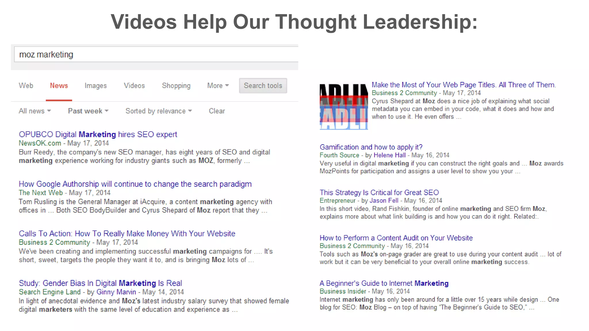 Videos Help Our Thought Leadership:
 