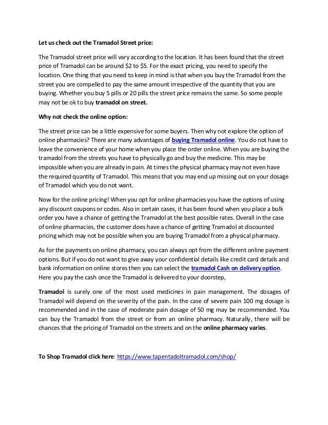 Tramadol Medication Cost