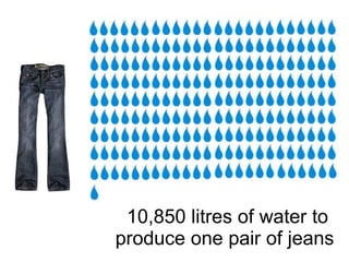 10,850 litres of water to produce one pair of jeans  
