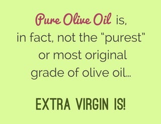 Pure Olive Oil is,
in fact, not the “purest”
or most original
grade of olive oil…
EXTRA VIRGIN IS!
 