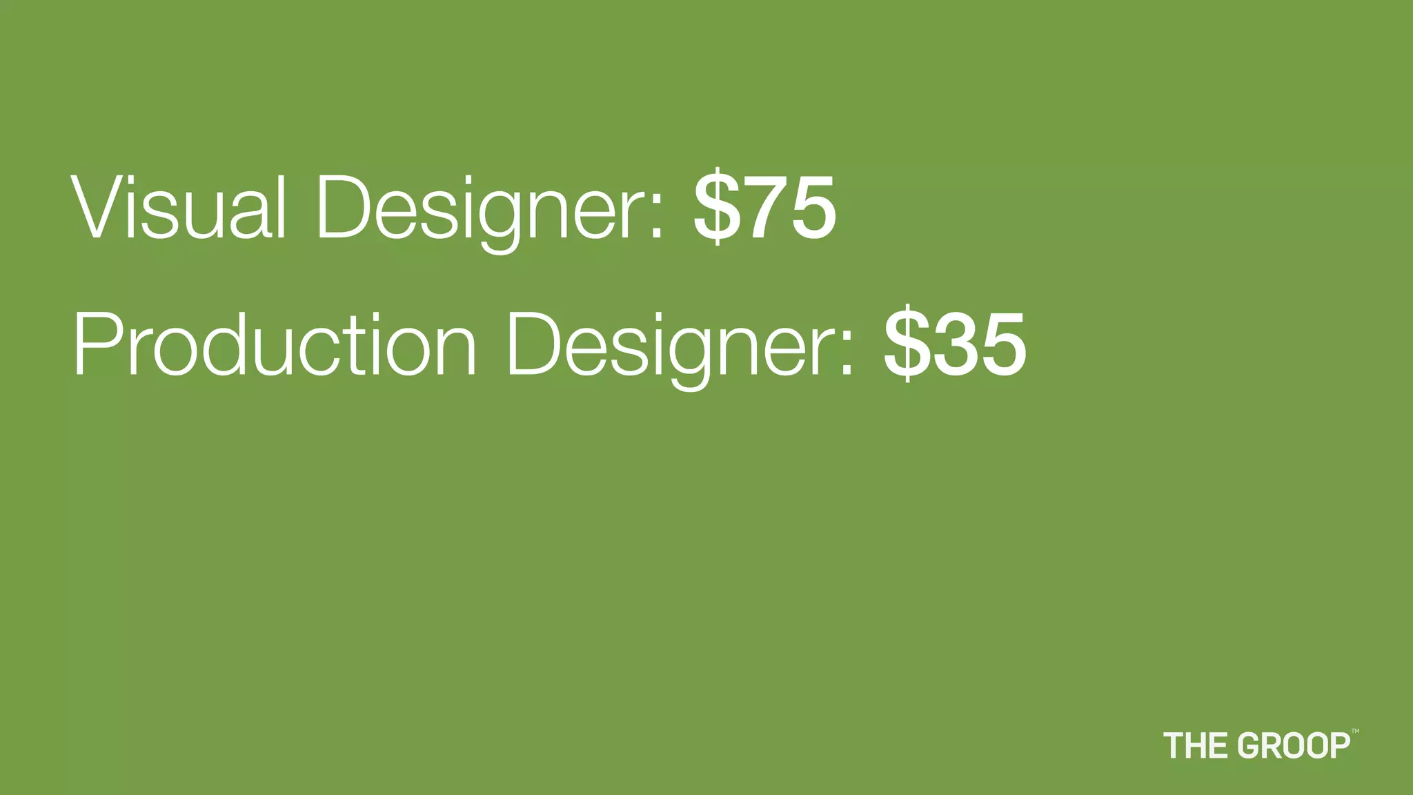 Visual Designer: $75
Production Designer: $35
 