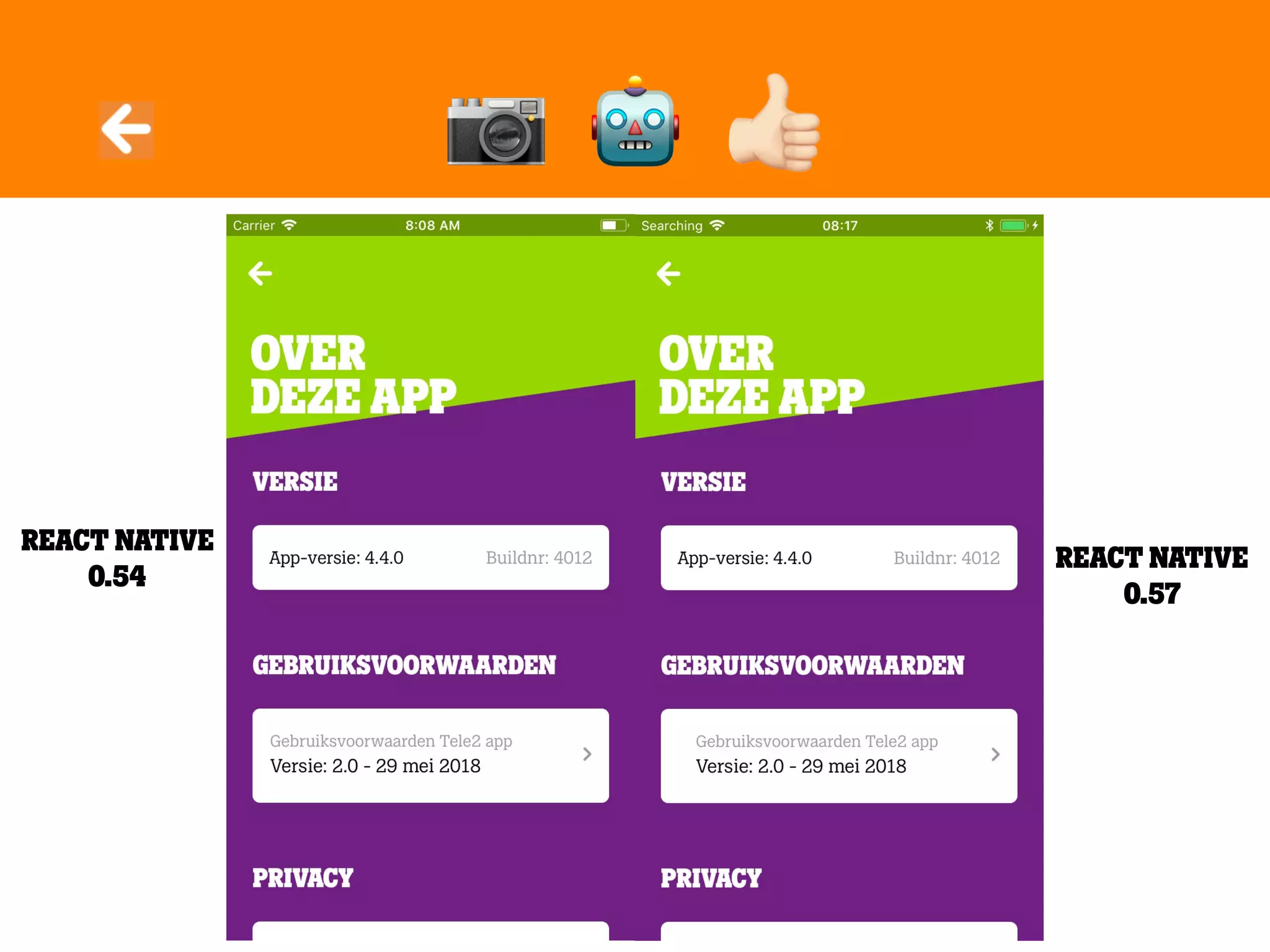 React Native
0.54
React Native
0.57
- . /
 
