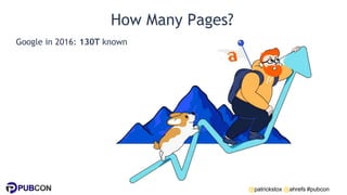 @patrickstox @ahrefs #pubcon
How Many Pages?
Google in 2016: 130T known
 