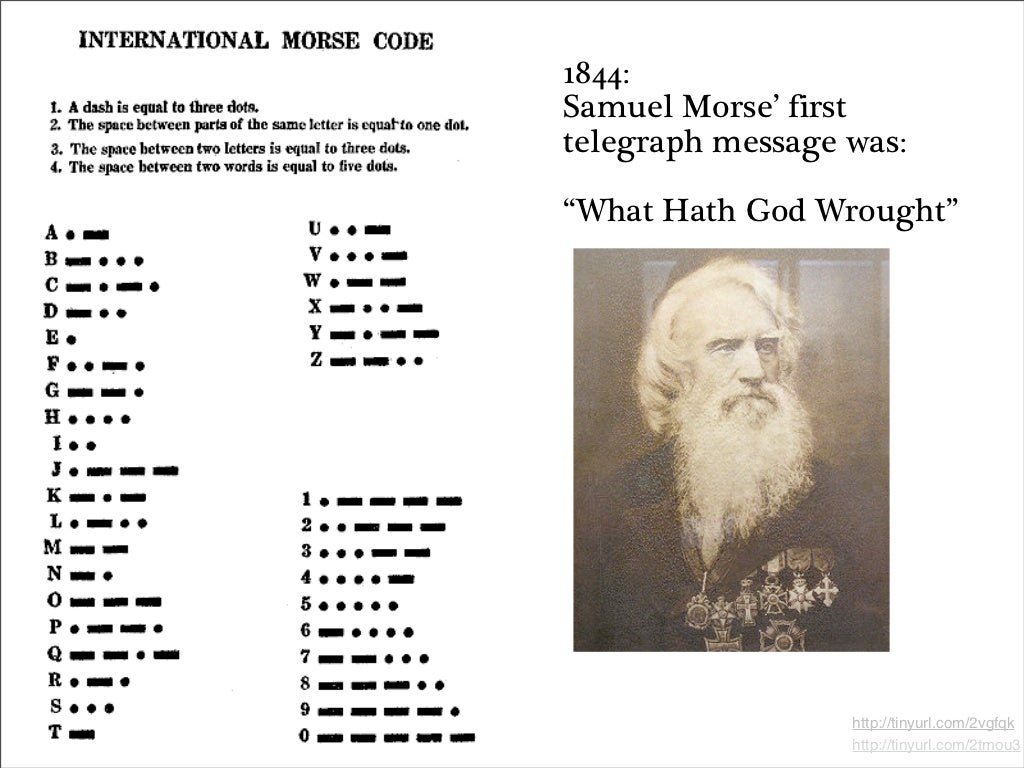1844 Samuel Morse’ first telegraph