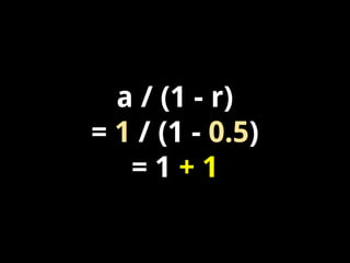a / (1 - r)
= 1 / (1 - 0.5)
=1+1

 