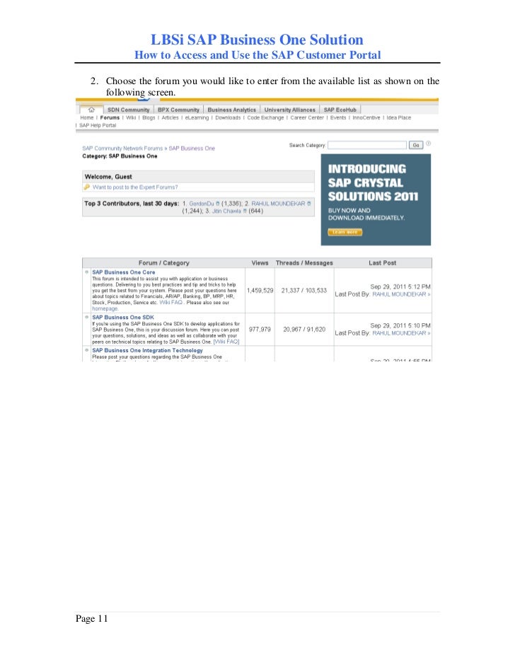sap business one customer portal