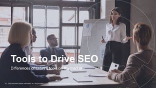 This document and the information in it are provided in confidence, and may not be disclosed to any third party.
16
Differences of today’s tools on the market
Tools to Drive SEO
 