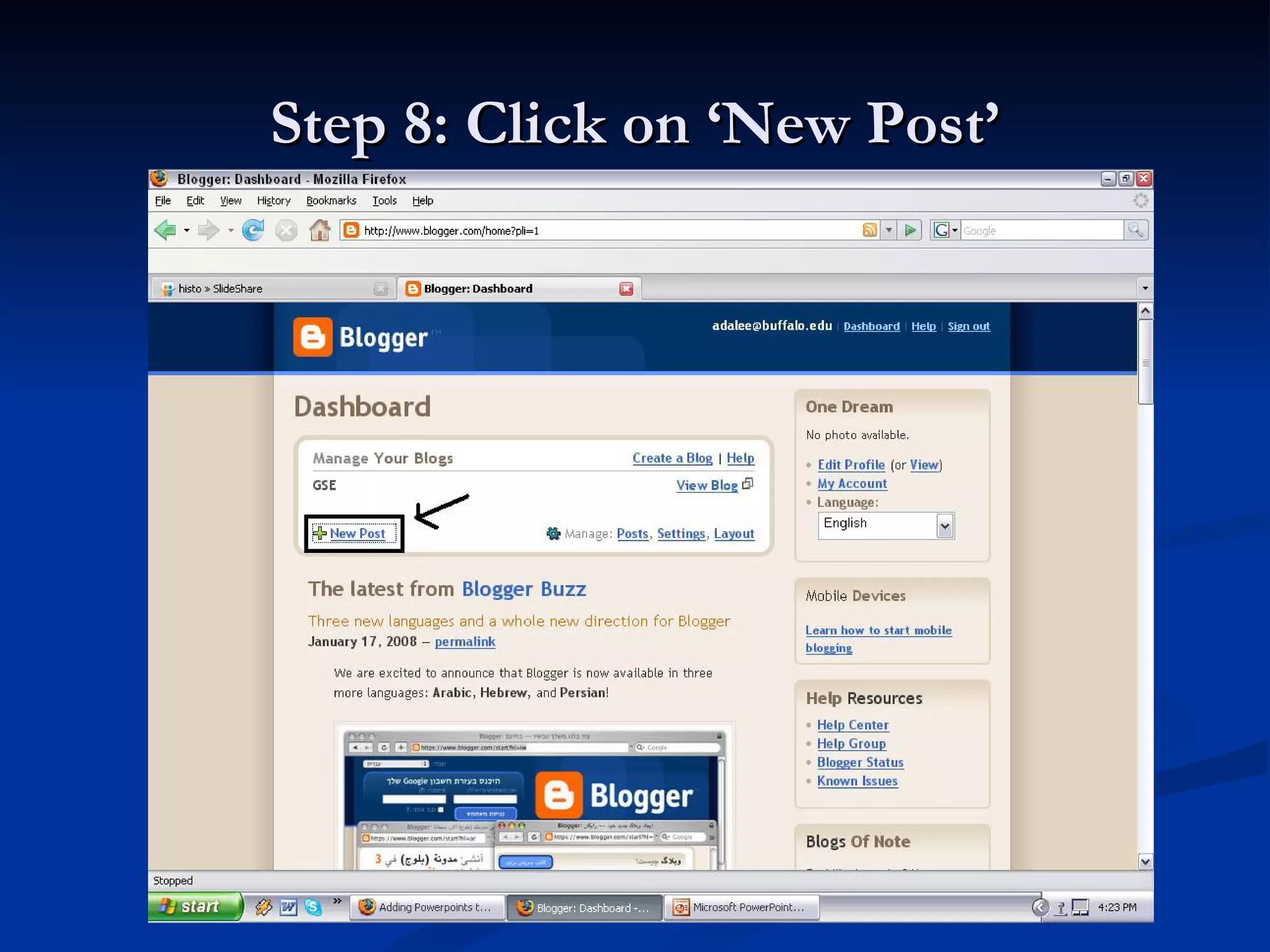 Step 8: Click on ‘New Post’
 