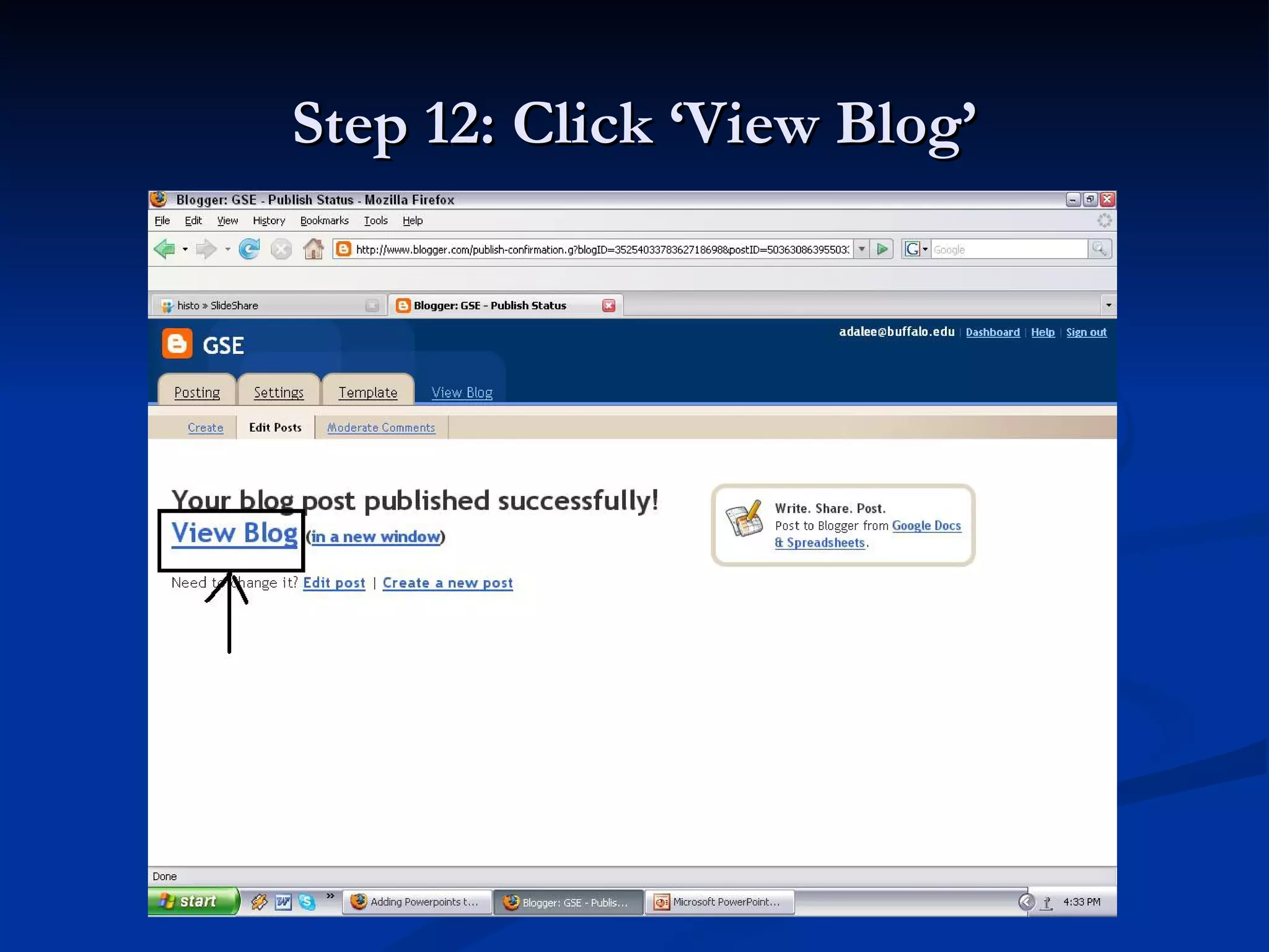 Step 12: Click ‘View Blog’
 