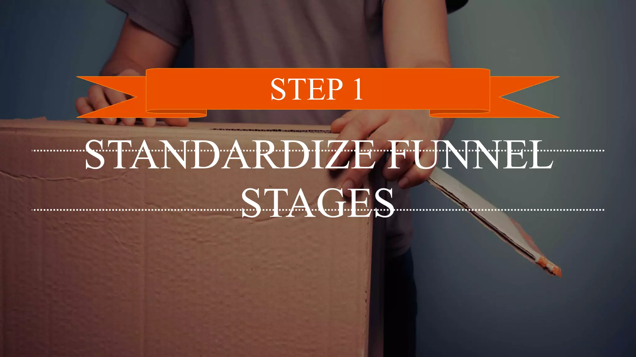STEP 1
STANDARDIZE FUNNEL
STAGES
 