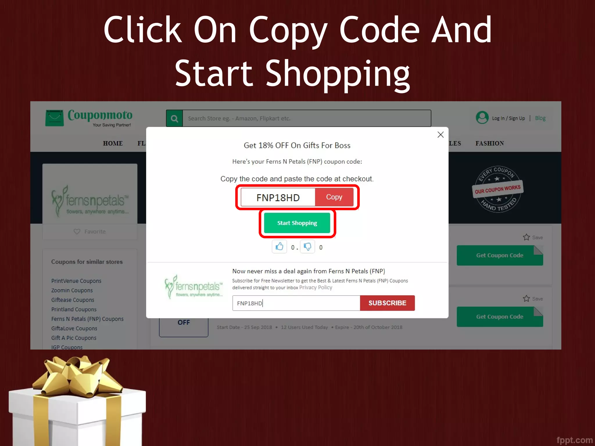 Click On Copy Code And
Start Shopping
