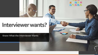Interviewerwants?
Know What the Interviewer Wants
9
 