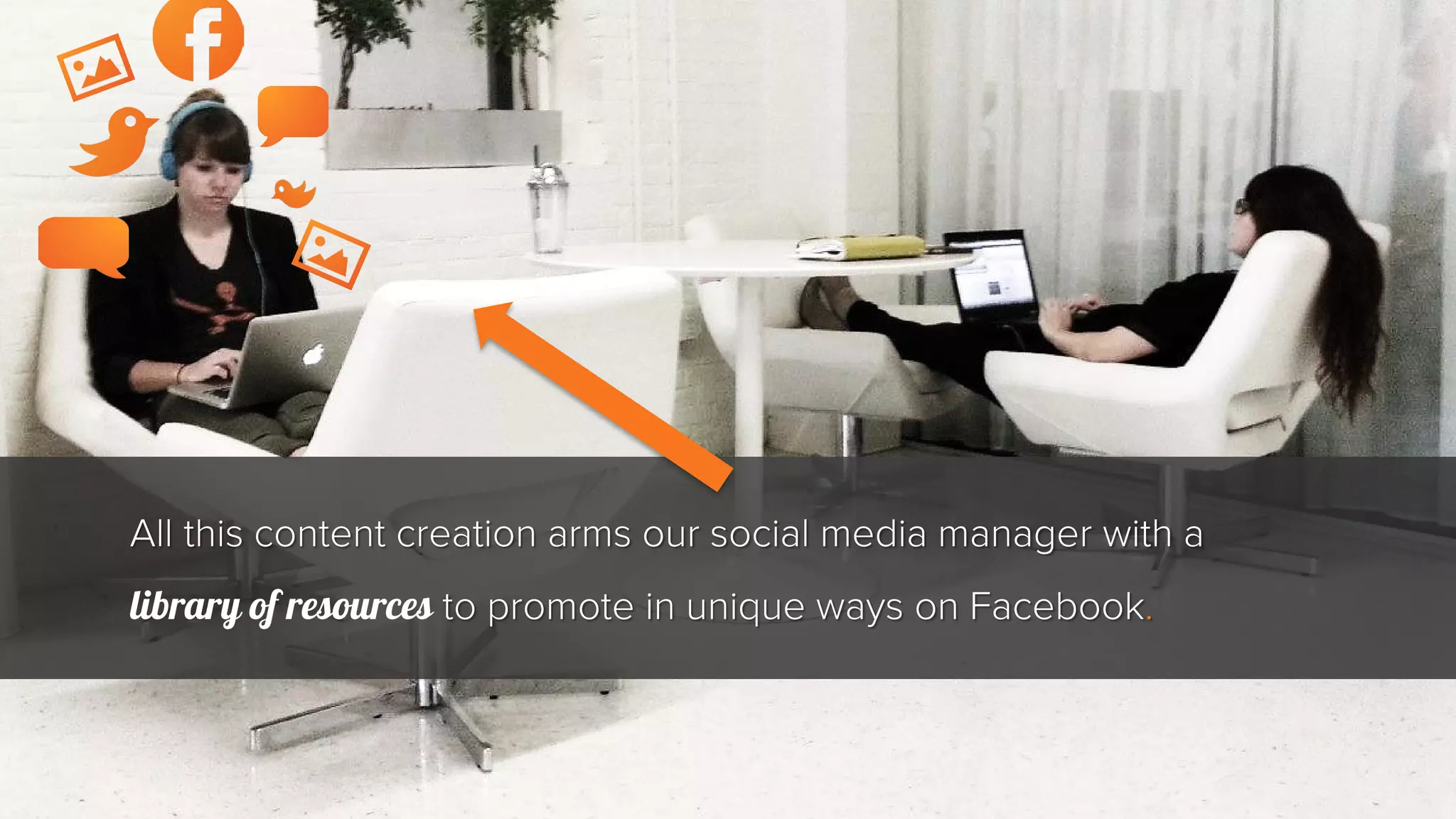 All this content creation arms our social media manager with a 
library of resources to promote in unique ways on Facebook. 
 