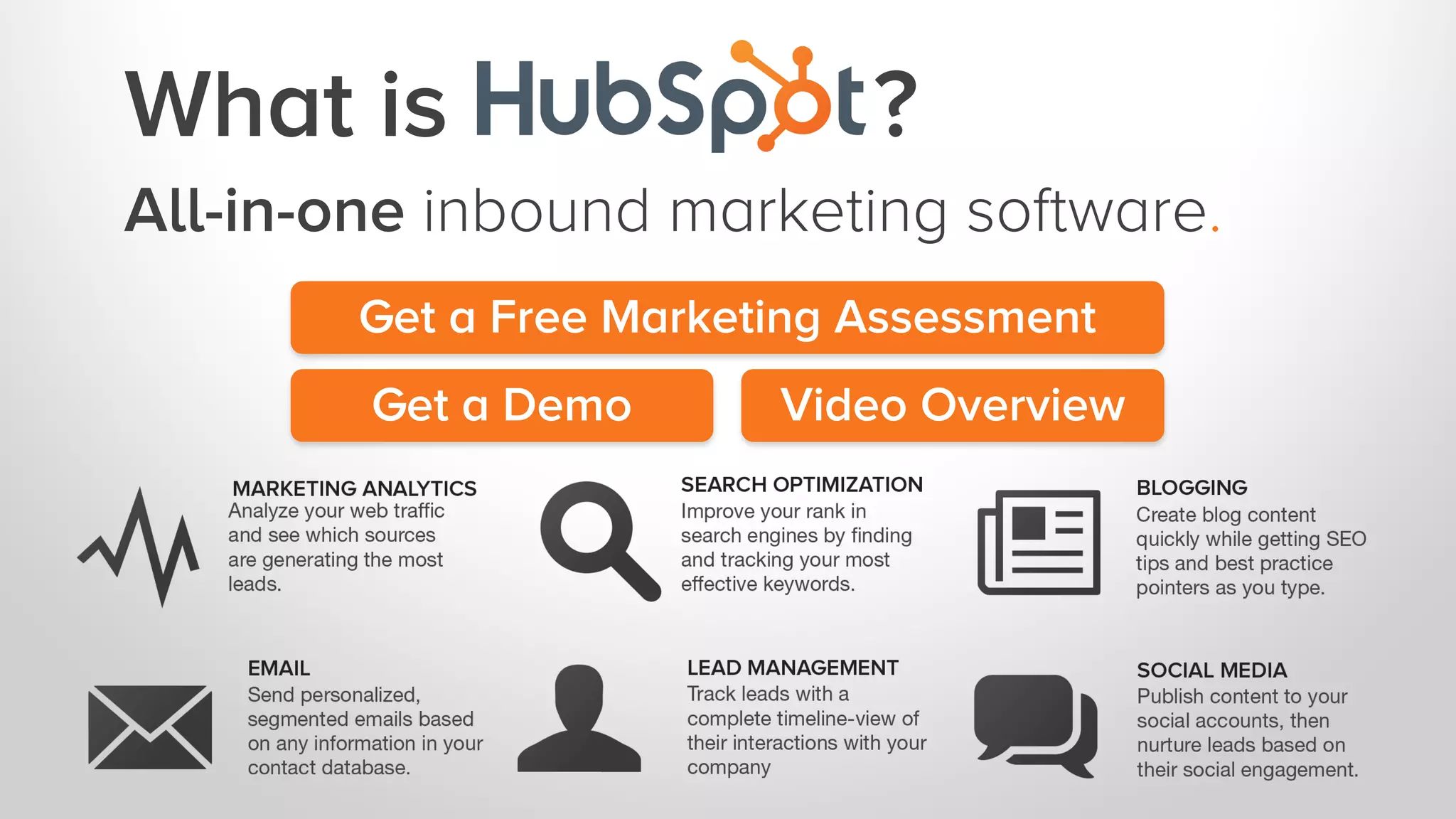 What is ? 
All-in-one inbound marketing software. 
Get a Demo Video Overview 
Get a Free Marketing Assessment 
