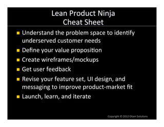 How to be a Lean Product Ninja by Dan Olsen