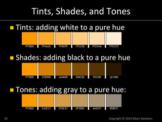 Tints,	
  Shades,	
  and	
  Tones
                                                    	
  
         n  Tints:	
  adding	
...