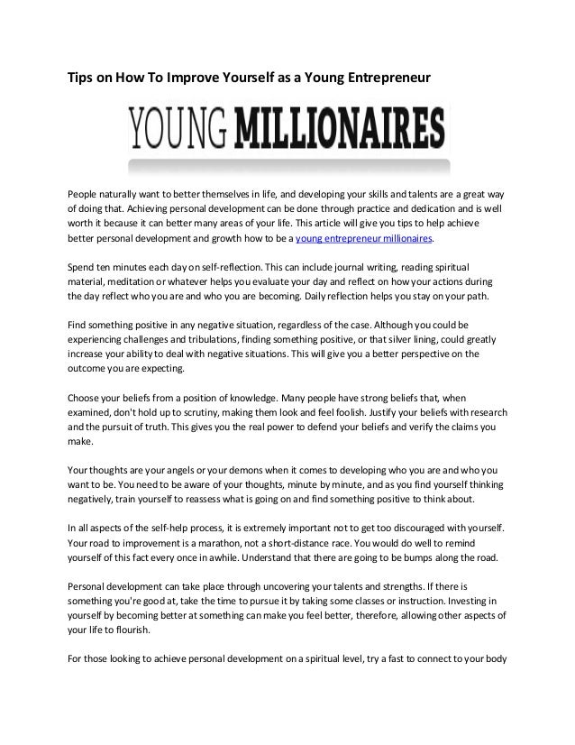 How To Be An Excellent Young Entrepreneur Millionaires how to be an excellent young