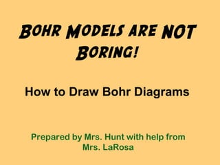 Bohr Models are NOT
Boring!
Prepared by Mrs. Hunt with help from
Mrs. LaRosa
How to Draw Bohr Diagrams
 