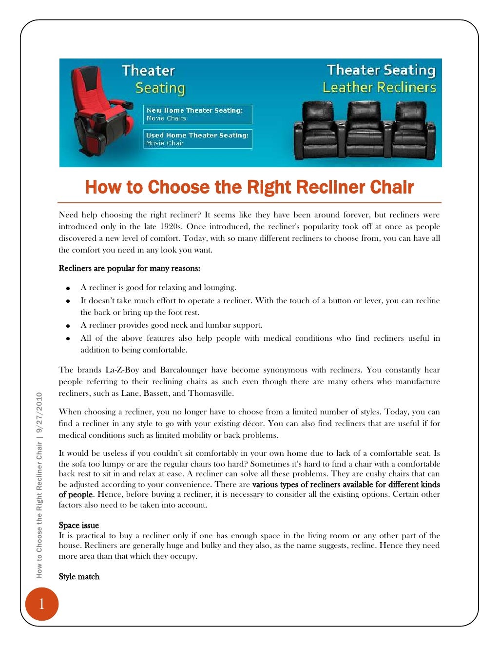 How to Choose the Right Recliner Chair