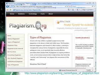 http://www.plagiarism.org/learning_center/types_of_plagiarism.html 