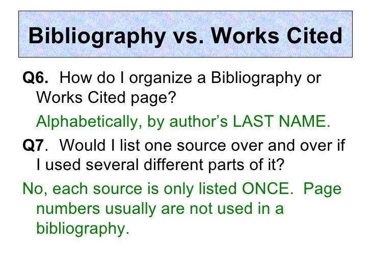 how to do a works cited