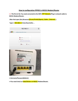 How to-configuration-pppoe-in-hg531-modem | PDF