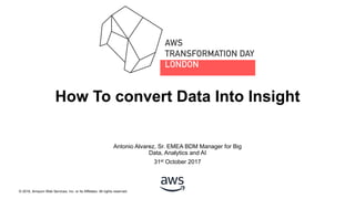 © 2016, Amazon Web Services, Inc. or its Affiliates. All rights reserved.
Antonio Alvarez, Sr. EMEA BDM Manager for Big
Data, Analytics and AI
31st October 2017
How To convert Data Into Insight
 