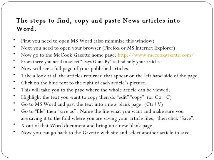 How To Copy A Newspaper Article & Save