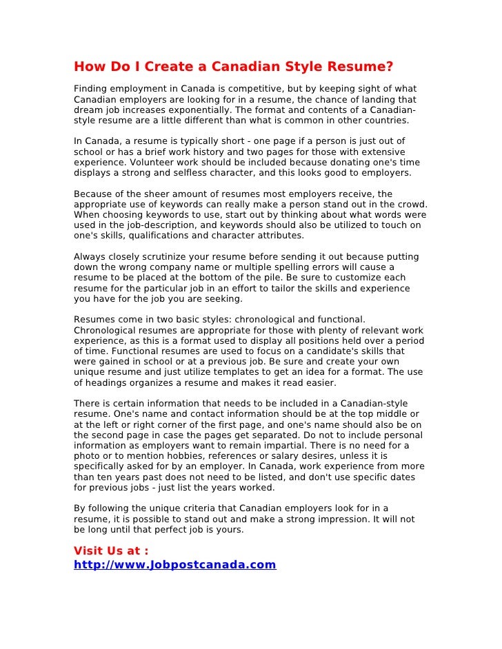 how to create canadian resume resume canada
