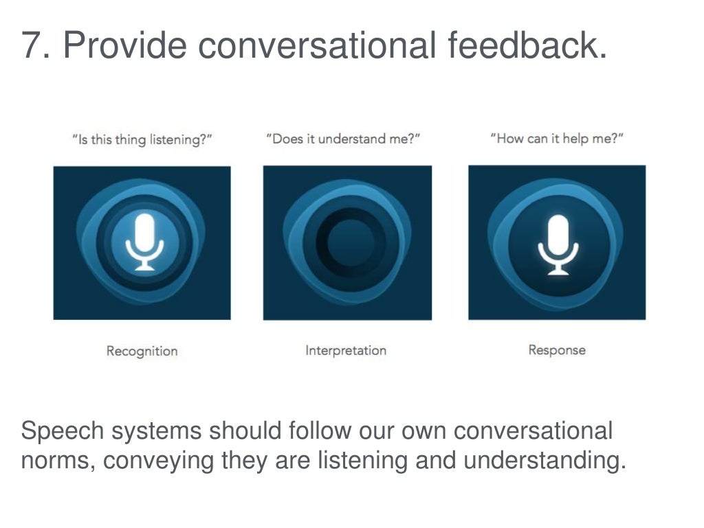 7. Provide conversational feedback. Speech