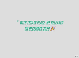 “ WITHTHISINPLACE,WERELEASED
ONDECEMBER2020🎉
4 . 7
 