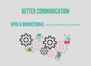 BETTER COMMUNICATION
OPEN & BIDIRECTIONAL and automated (as possible)
5 . 5
 
