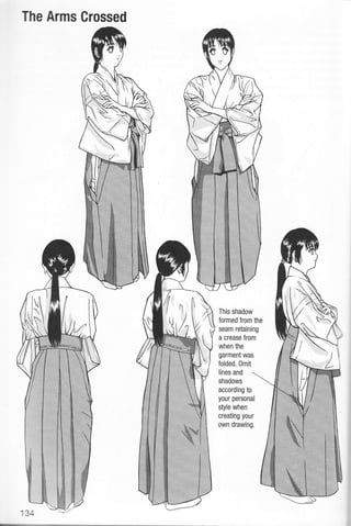 The Arms Grossed
This shadow
formed from the
seam retaining
a crease from
when the
garment was
folded.0mit
lines and
shadows
according to
your personal
style when
creating your
own drawing.
 