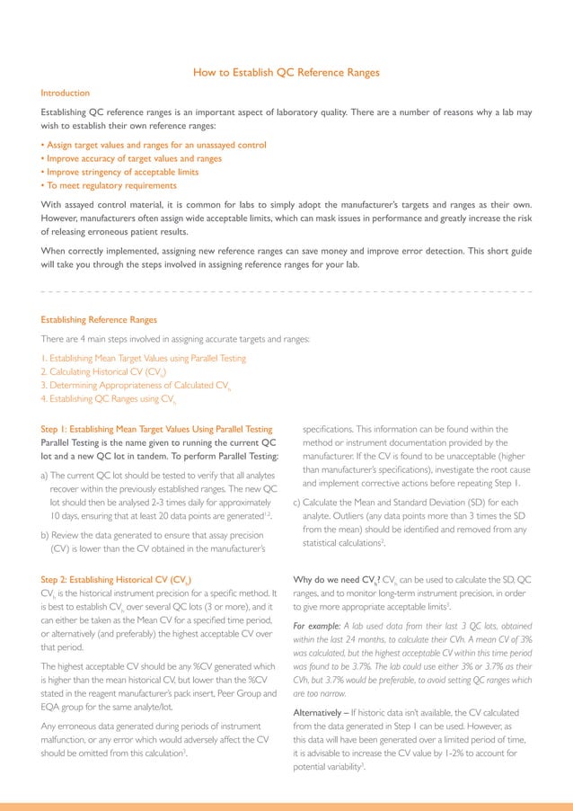 How to establish QC reference ranges Randox QC Educational Guide PDF