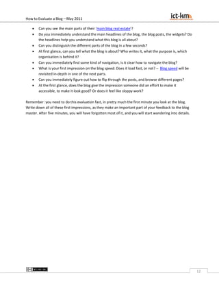 How to evaluate a blog