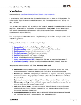 How to evaluate a blog