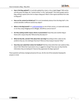 How to evaluate a blog