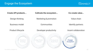 All contents © MuleSoft Inc.
Engage the Ecosystem
37
Create API products...
Design thinking
Business model
Product lifecycle
Cultivate the ecosystem...
Marketing & promotion
Communities
Developer productivity
Co-create value…
Value chain
Identify partners
Incent collaboration
 