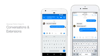 Not much
Wanna hang out?
Hey, what's up?
What about drinks tomorrow
at 7?
12;00 PM
Active
Now
Henri Liriani
Home
100%12;00 PM
Let'sYouI
returnspace123
MNBVCXZ
LKJHGFDSA
POIUYTREWQ
Aa
Hey, how's it going?
Things are good! Same old...
12;00
PM
Aa
You I am I
,?123 .
a s d f g h j k l
z x c v b n m
q w e r t y u i o p
1 2 3 4 5 6 7 8 9 0
Active now
Loredana Crisan
12;30
Conversations &
Extensions
Messenger Platform Design Kit
 
