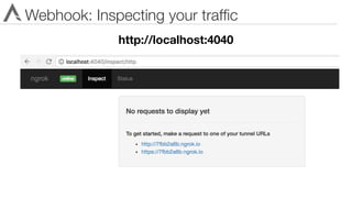 Webhook: Inspecting your trafﬁc
http://localhost:4040
 