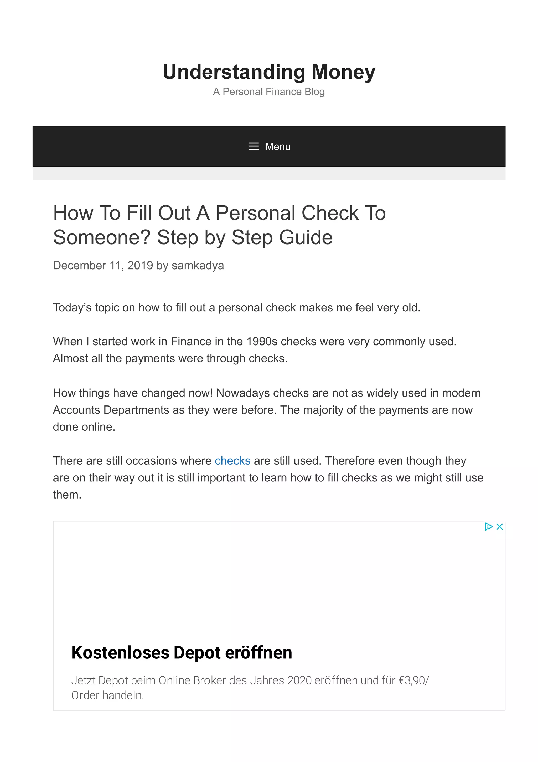 How To Fill Out A Personal Check To Someone